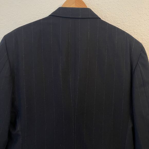 Vintage Evan Picone Suit 41R 34W Wool Double Breasted Navy Chalk Stripe Pleated - Picture 8 of 16